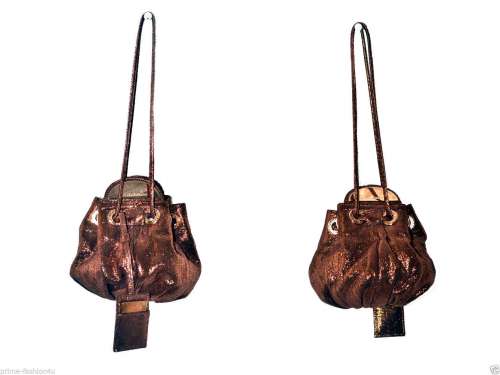 Dolce & Gabbana Luxury Bronze Brocade Double drawstring Top Evening Bag Deals in US.